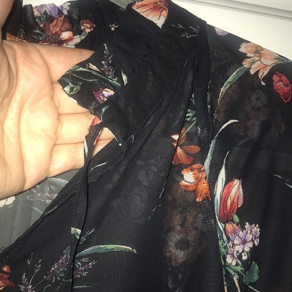Women’s Haute Monde Black Floral Sheer Blouse, Size Large - Picture 5 of 5